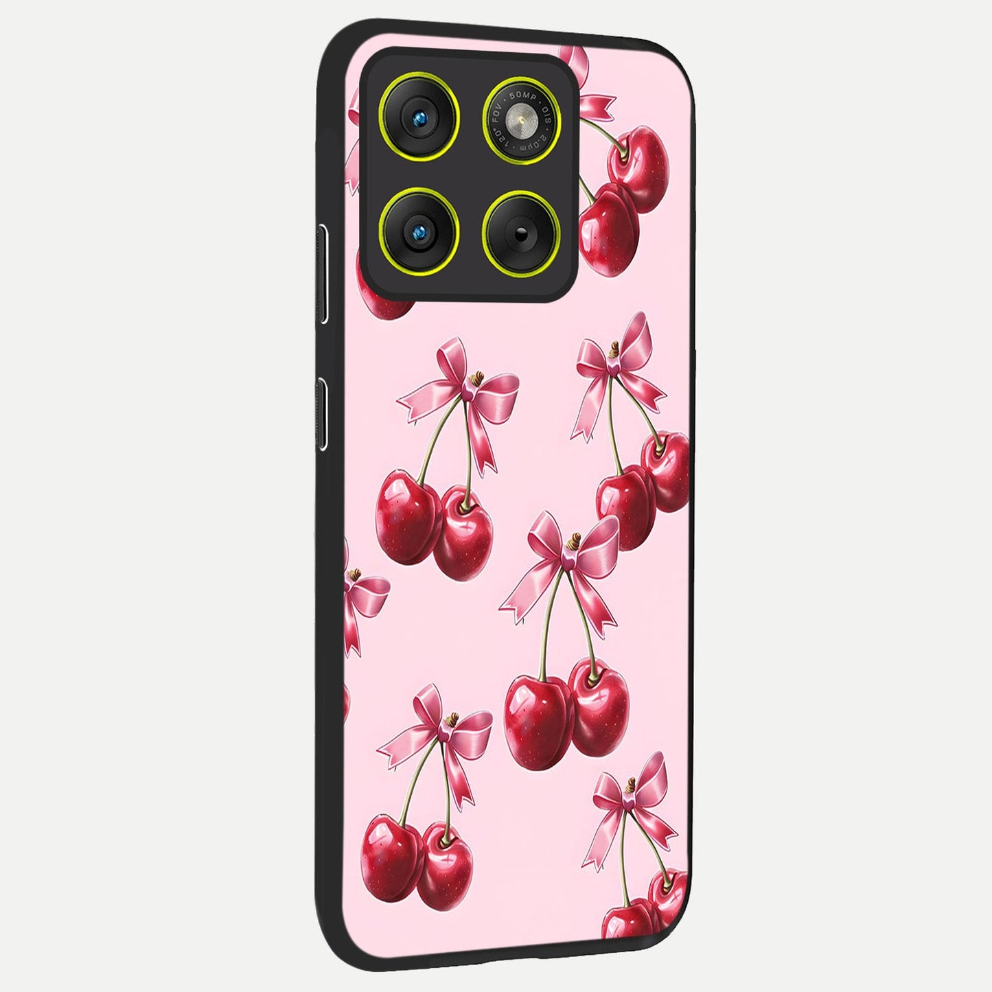  Red Cherries Pattern back cover For Moto Edge 70 slim fit glass case with vibrant aesthetic design