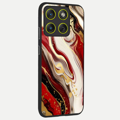  Red And White Marble back cover For Moto Edge 70 slim fit glass case with vibrant aesthetic design