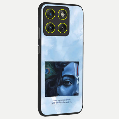  Spiritual Krishna back cover For Moto Edge 70 slim fit glass case with vibrant aesthetic design
