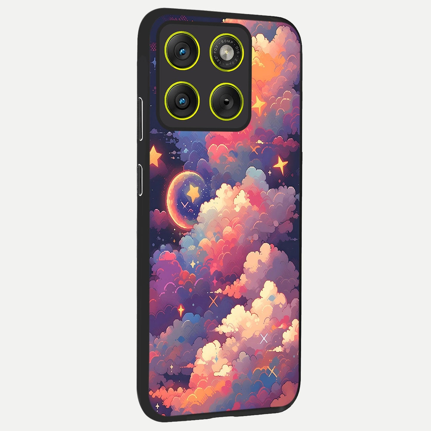  Starlit Dream Clouds back cover For Moto Edge 70 slim fit glass case with vibrant aesthetic design