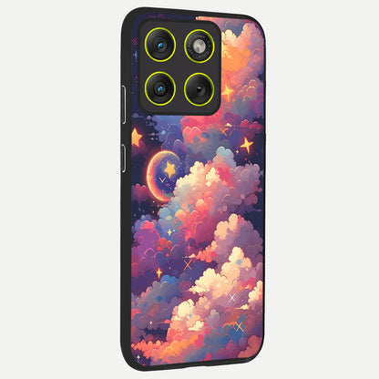  Starlit Dream Clouds back cover For Moto Edge 70 slim fit glass case with vibrant aesthetic design