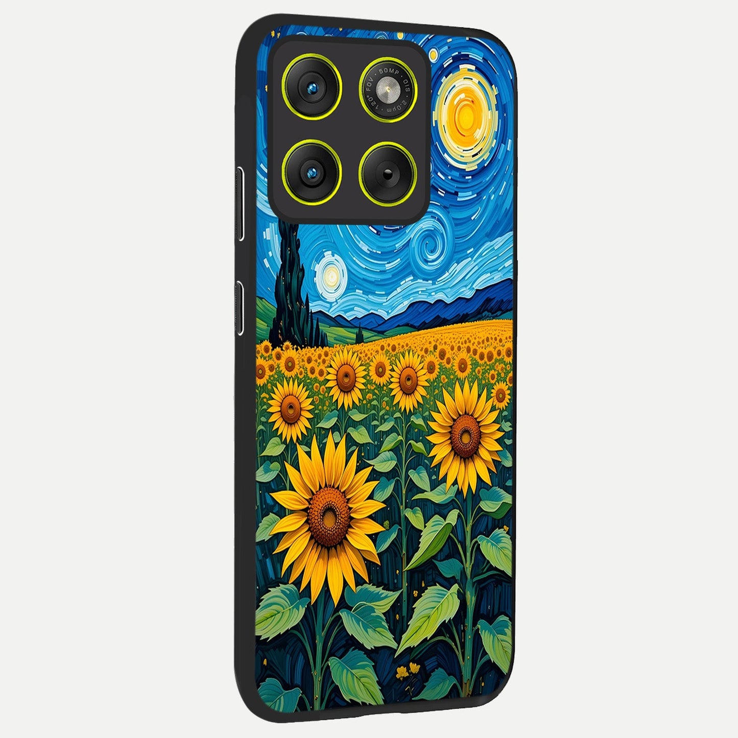  Starry Sunflower Dreams back cover For Moto Edge 70 slim fit glass case with vibrant aesthetic design