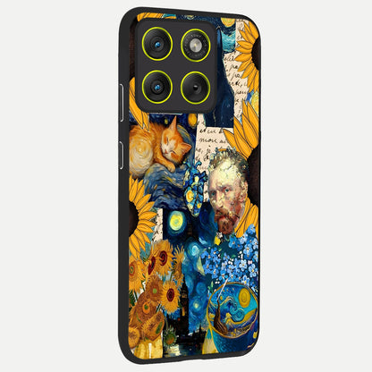  Sunflower Chic Mood Custom Name back cover For Moto Edge 70 slim fit glass case with vibrant aesthetic design