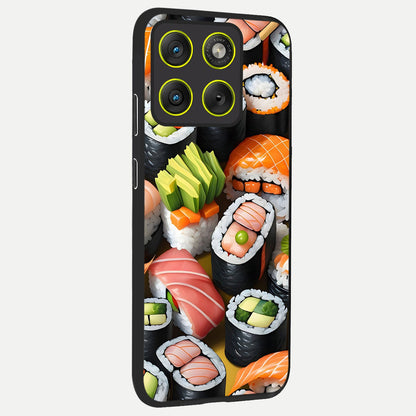  Sushi Food Pattern back cover For Moto Edge 70 slim fit glass case with vibrant aesthetic design