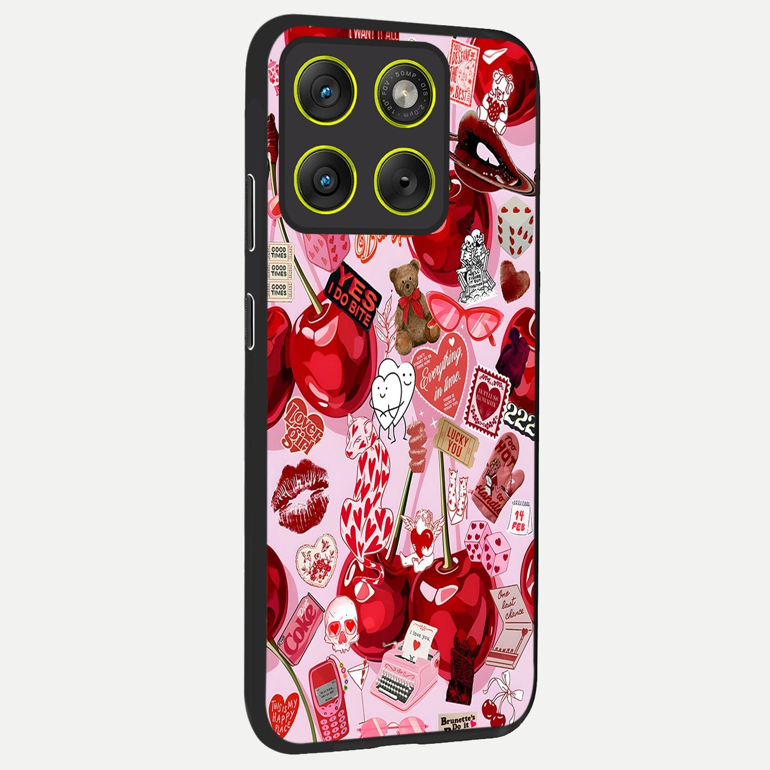  Sweet Cherry Chaos back cover For Moto Edge 70 slim fit glass case with vibrant aesthetic design