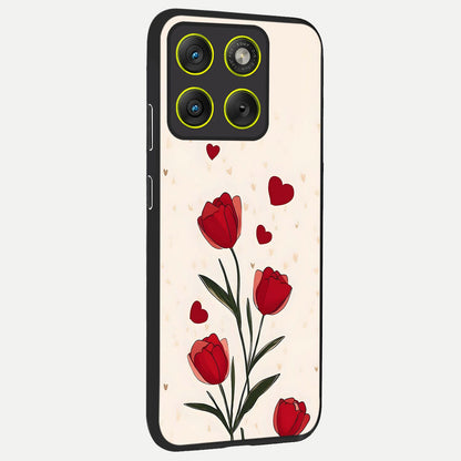 Tulip With Heart back cover For Moto Edge 70 slim fit glass case with vibrant aesthetic design