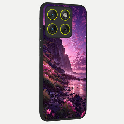  Twilight Blossom Coast back cover For Moto Edge 70 slim fit glass case with vibrant aesthetic design