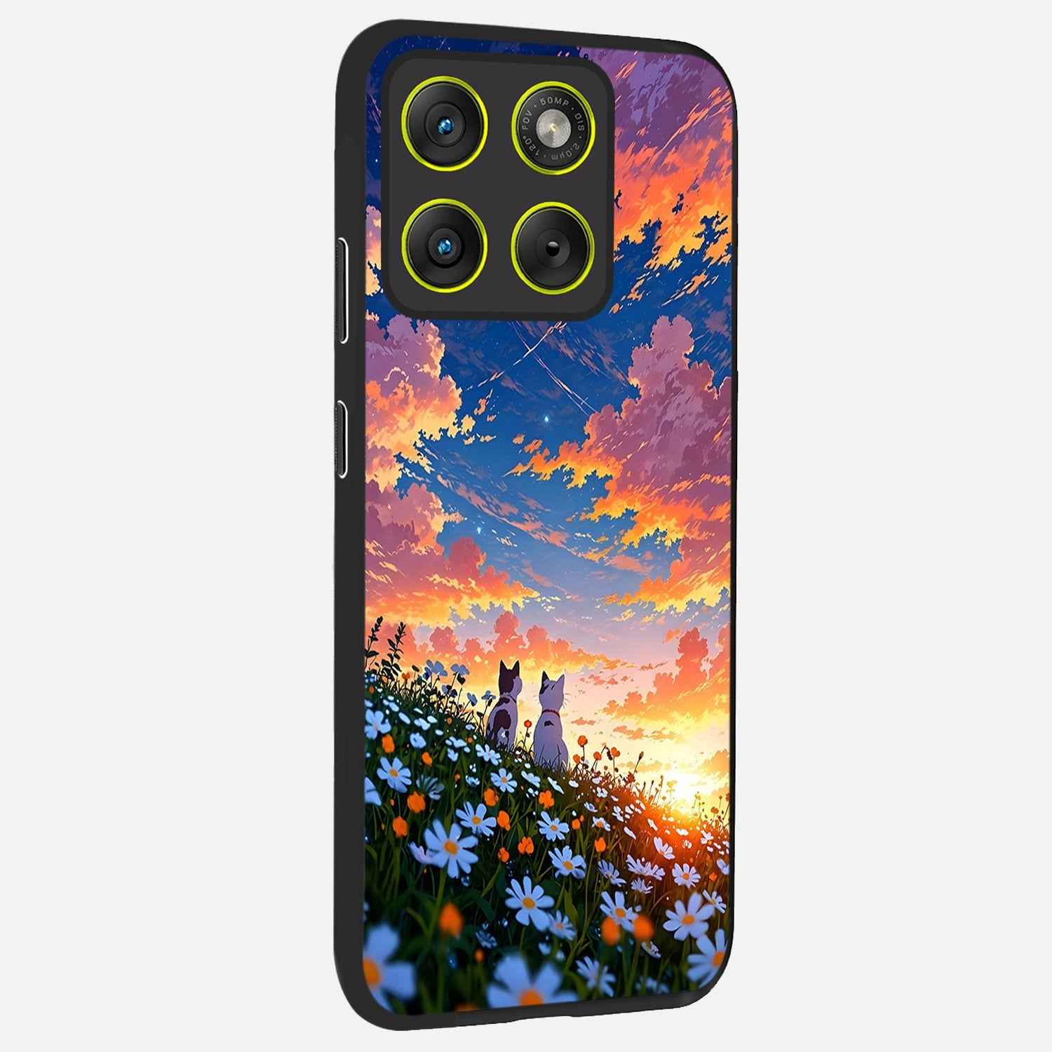  Two Cats Friends back cover For Moto Edge 70 slim fit glass case with vibrant aesthetic design