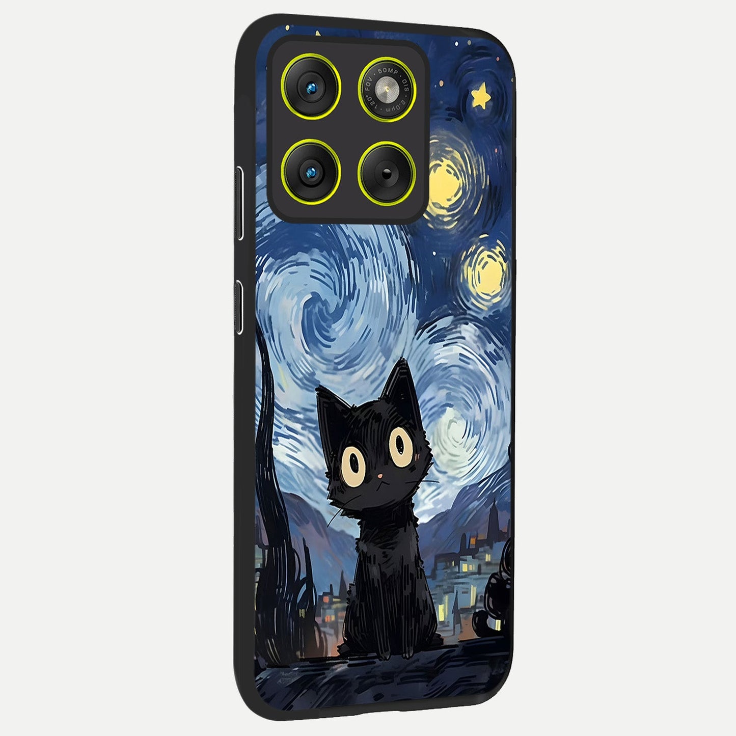  Van Gogh Cat back cover For Moto Edge 70 slim fit glass case with vibrant aesthetic design