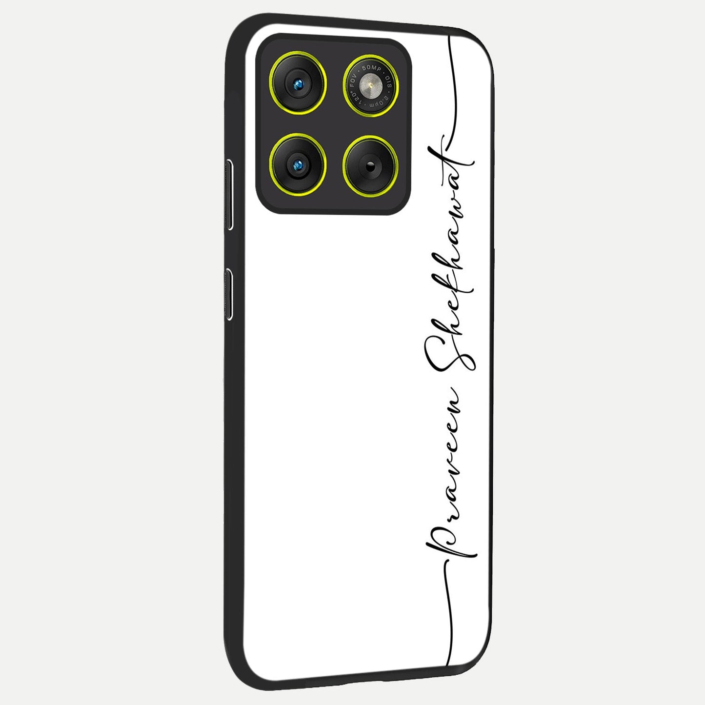  White Tune Custom Name back cover For Moto Edge 70 slim fit personalized glass case with aesthetic design