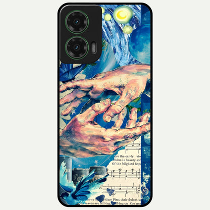  Aesthetic Divider Glass Case For Moto G35 back cover – full design glossy printed glass finish
