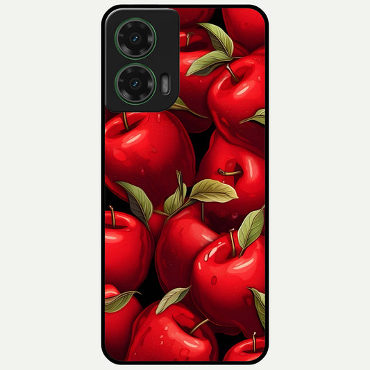  Apple Pattern Glass Case For Moto G35 back cover – full design glossy printed glass finish