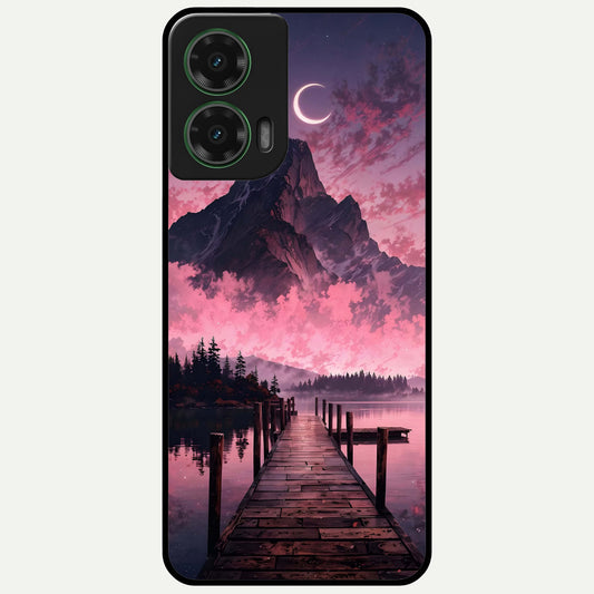  Beautiful Mountain View Glass Case For Moto G35 back cover – full design glossy printed glass finish