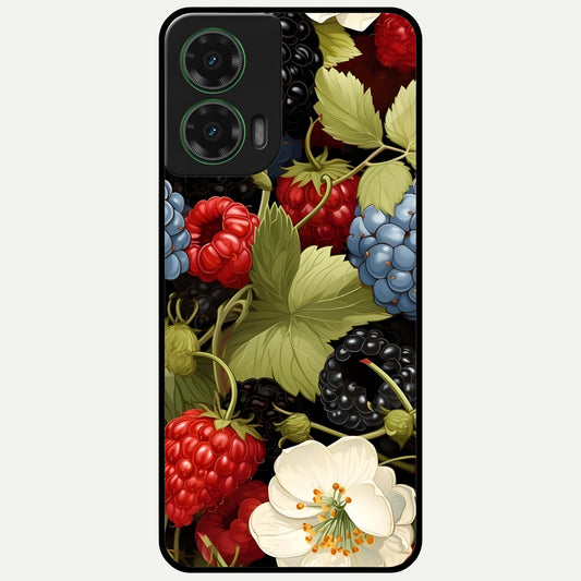  Berry Bloom Charm Glass Case For Moto G35 back cover – full design glossy printed glass finish