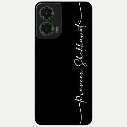  Black Tune Custom Name Glass Case For Moto G35 back cover – full design glossy printed glass finish