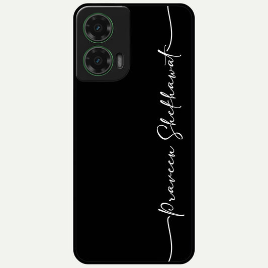  Black Tune Custom Name Glass Case For Moto G35 back cover – full design glossy printed glass finish