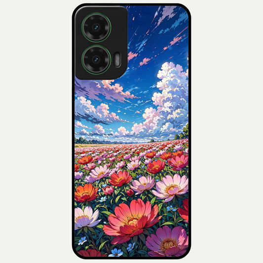  Blossom Sky Field Glass Case For Moto G35 back cover – full design glossy printed glass finish