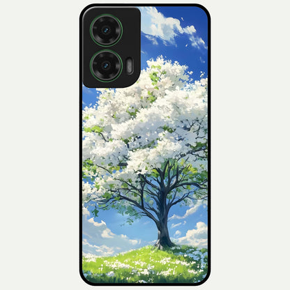  Blossom Sky Serenity Glass Case For Moto G35 back cover – full design glossy printed glass finish