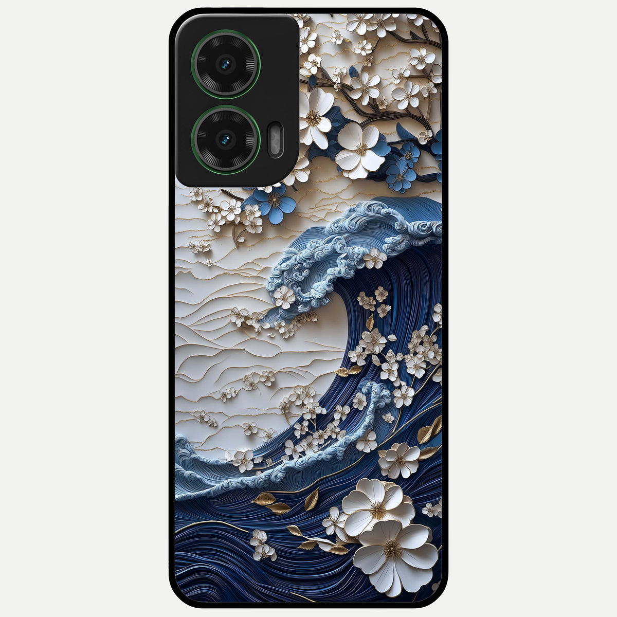 Blossom Wave Art Glass Case For Moto G35 back cover – full design glossy printed glass finish