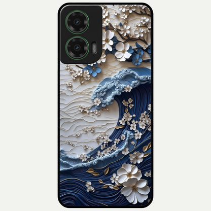  Blossom Wave Art Glass Case For Moto G35 back cover – full design glossy printed glass finish