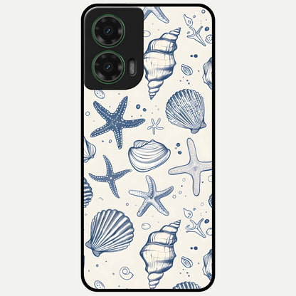  Blue Ocean Outline Glass Case For Moto G35 back cover – full design glossy printed glass finish