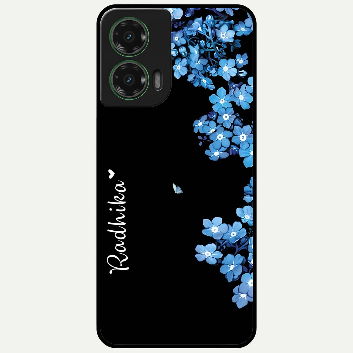 Blue Petal Dream Custom Name Glass Case For Moto G35 back cover – full design glossy printed glass finish