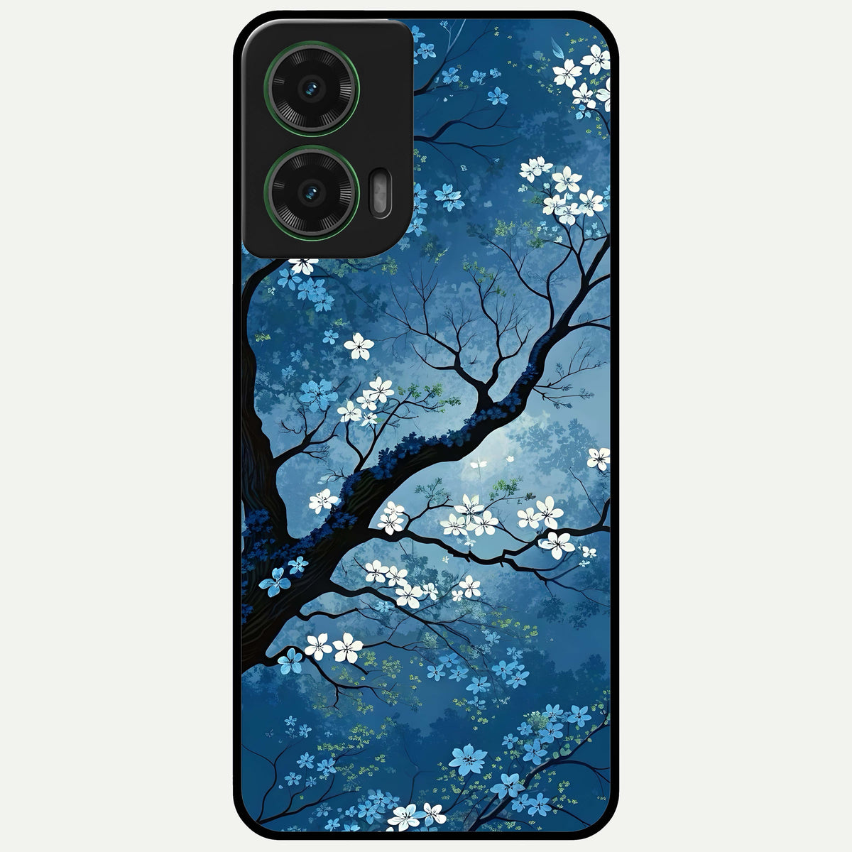  Blue Tree Serenity Glass Case For Moto G35 back cover – full design glossy printed glass finish