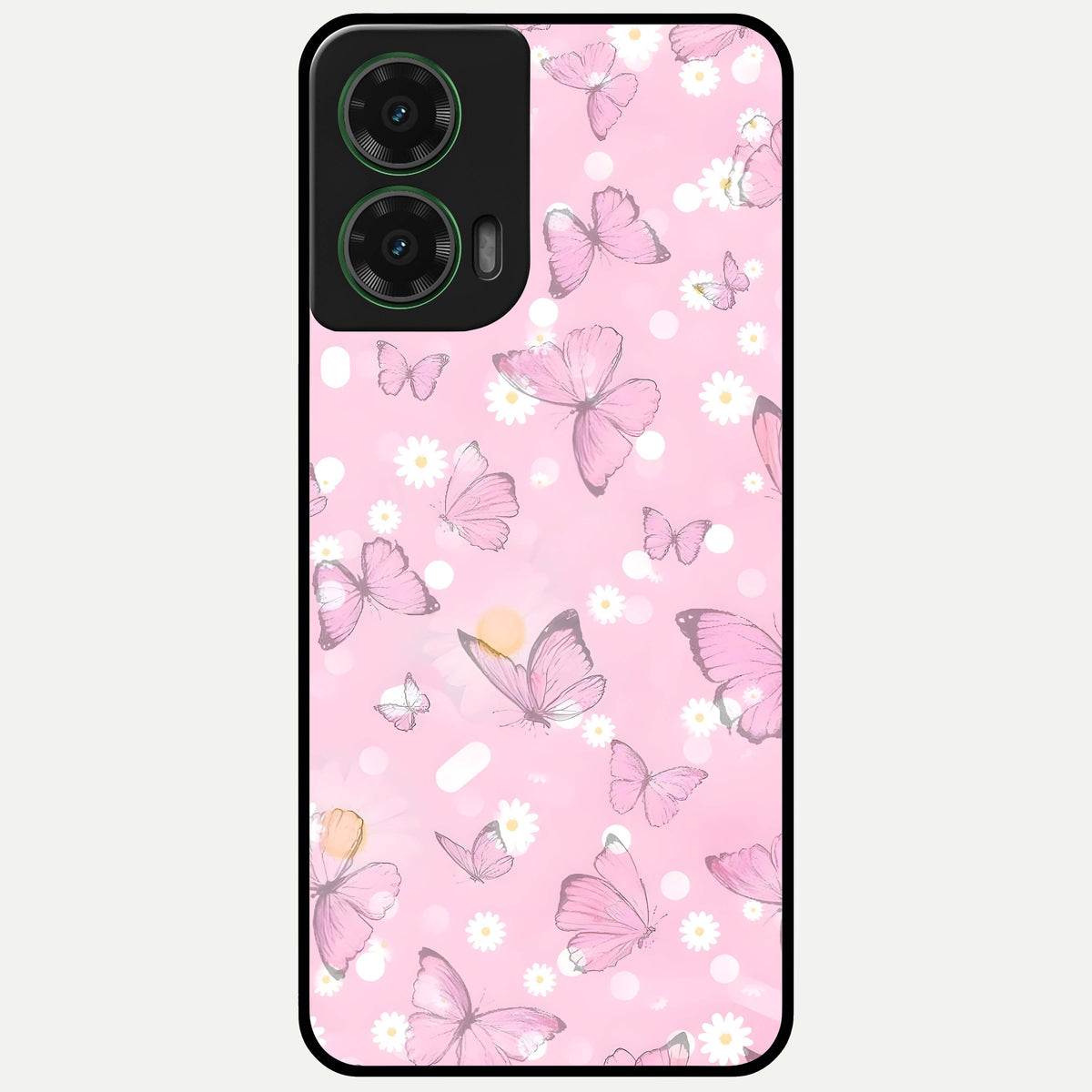  Blush Butterfly Garden Glass Case For Moto G35 back cover – full design glossy printed glass finish