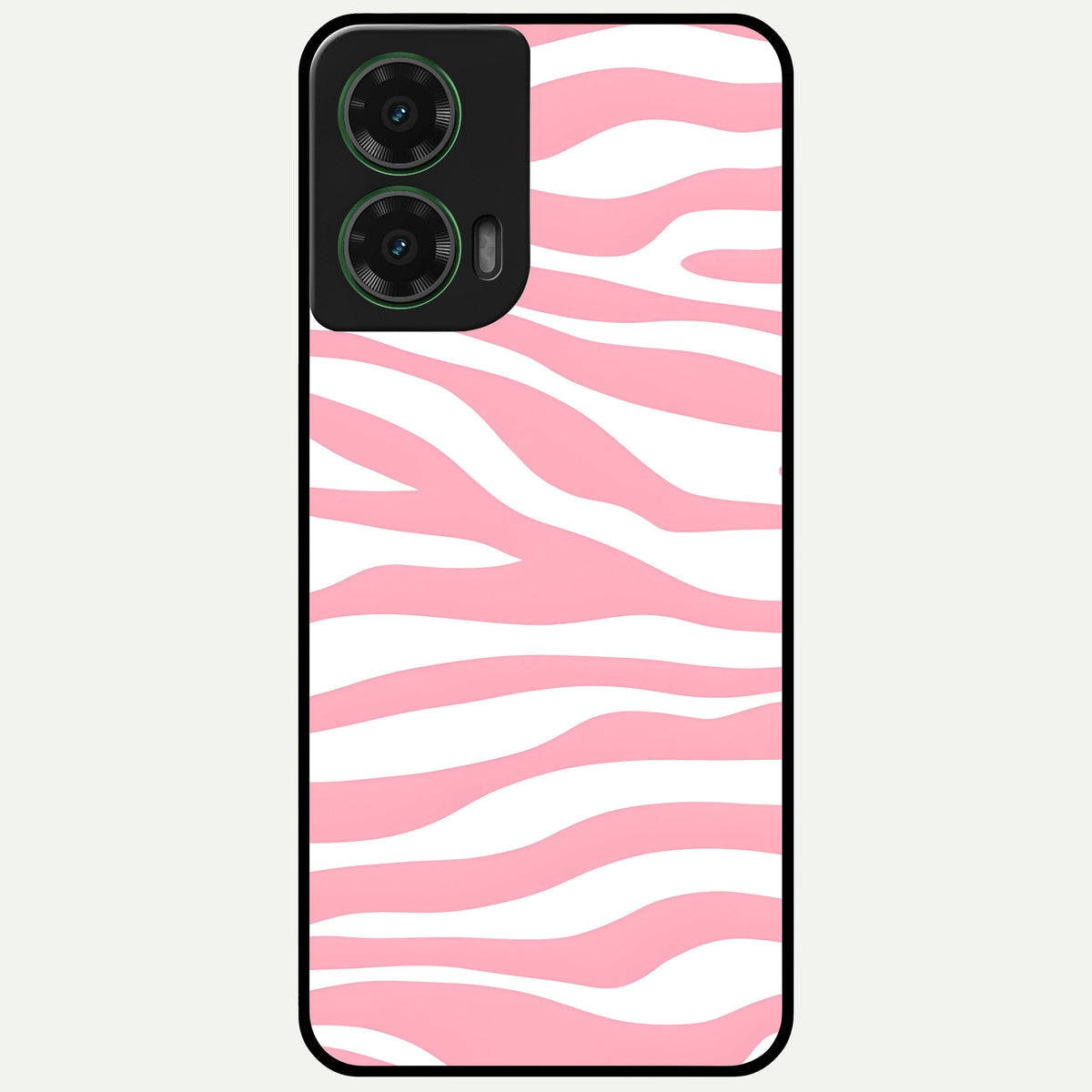  Blush Zebra Flow Glass Case For Moto G35 back cover – full design glossy printed glass finish