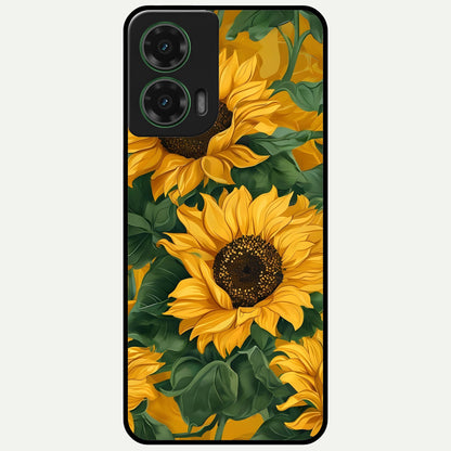  Bright Sunflower Bloom Glass Case For Moto G35 back cover – full design glossy printed glass finish
