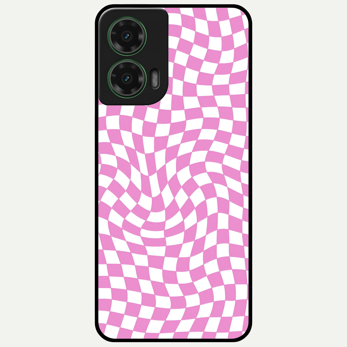  Bubblegum Check Wave Glass Case For Moto G35 back cover – full design glossy printed glass finish