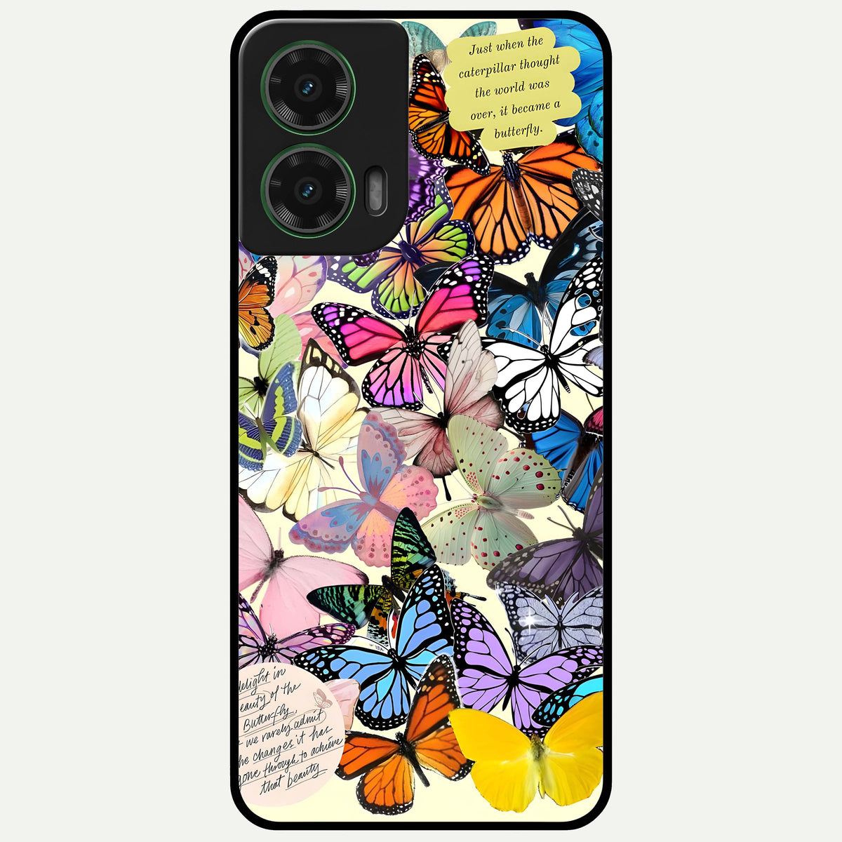  Butterflies Petal Dream Glass Case For Moto G35 back cover – full design glossy printed glass finish
