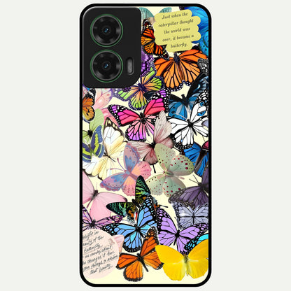  Butterflies Petal Dream Glass Case For Moto G35 back cover – full design glossy printed glass finish