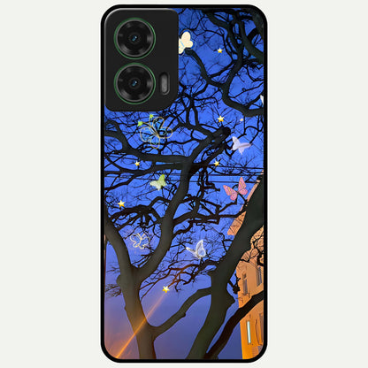  Butterfly Night Magic Glass Case For Moto G35 back cover – full design glossy printed glass finish