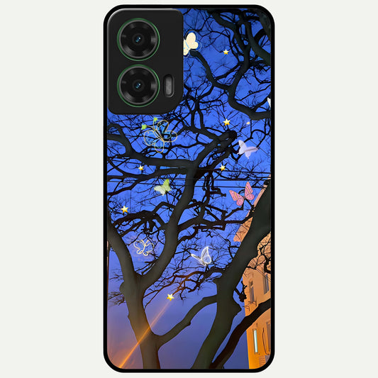  Butterfly Night Magic Glass Case For Moto G35 back cover – full design glossy printed glass finish