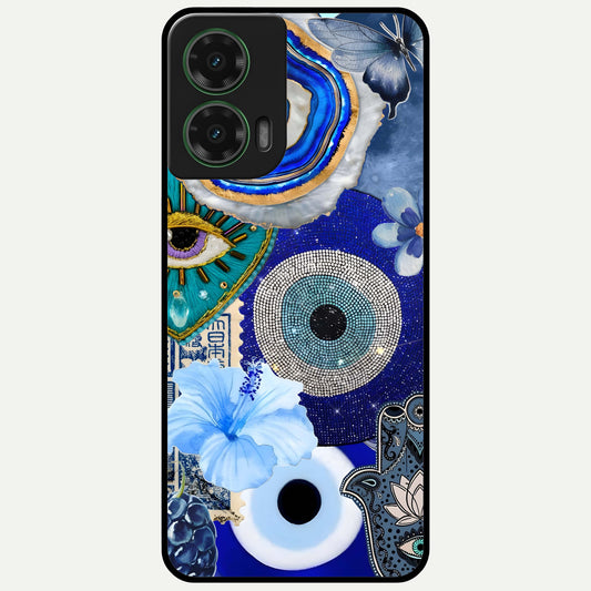  Celestial Blue Vision Glass Case For Moto G35 back cover – full design glossy printed glass finish