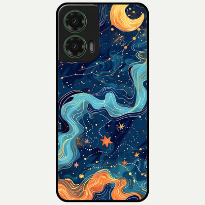  Celestial Dream Flow Glass Case For Moto G35 back cover – full design glossy printed glass finish