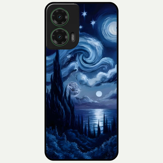  Celestial Dream Van Gogh Glass Case For Moto G35 back cover – full design glossy printed glass finish