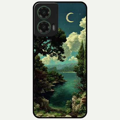  Celestial Lake Peace Glass Case For Moto G35 back cover – full design glossy printed glass finish