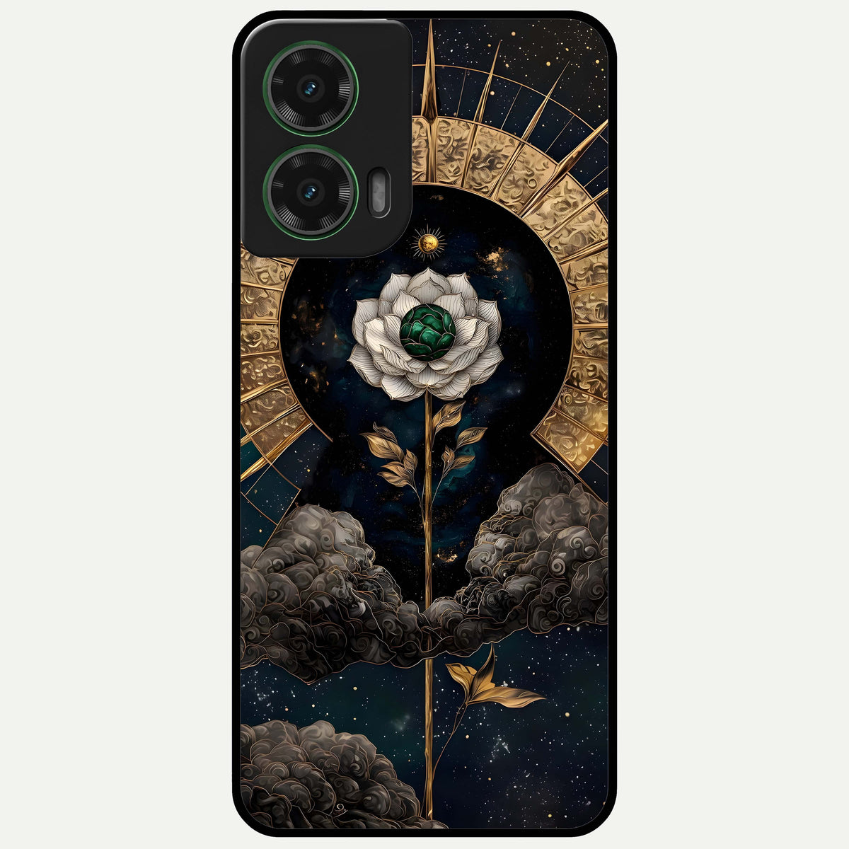  Celestial Lotus Morang Glass Case For Moto G35 back cover – full design glossy printed glass finish