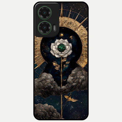  Celestial Lotus Morang Glass Case For Moto G35 back cover – full design glossy printed glass finish