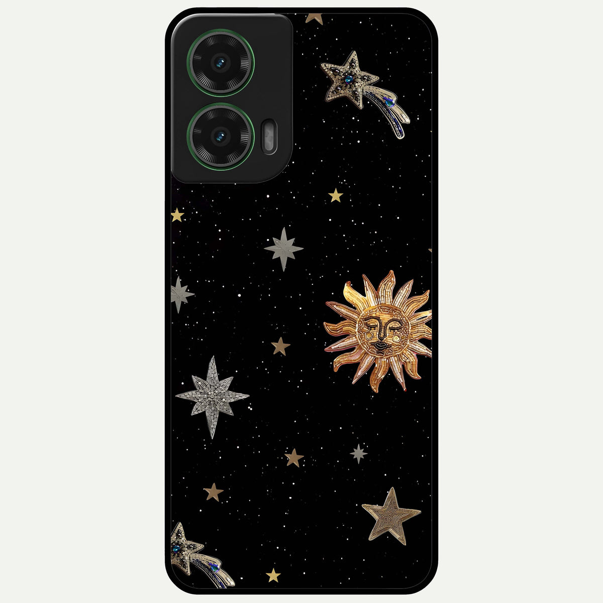  Celestial Moon With Stars Glass Case For Moto G35 back cover – full design glossy printed glass finish