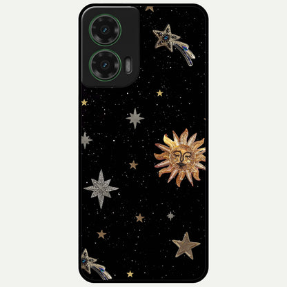  Celestial Moon With Stars Glass Case For Moto G35 back cover – full design glossy printed glass finish