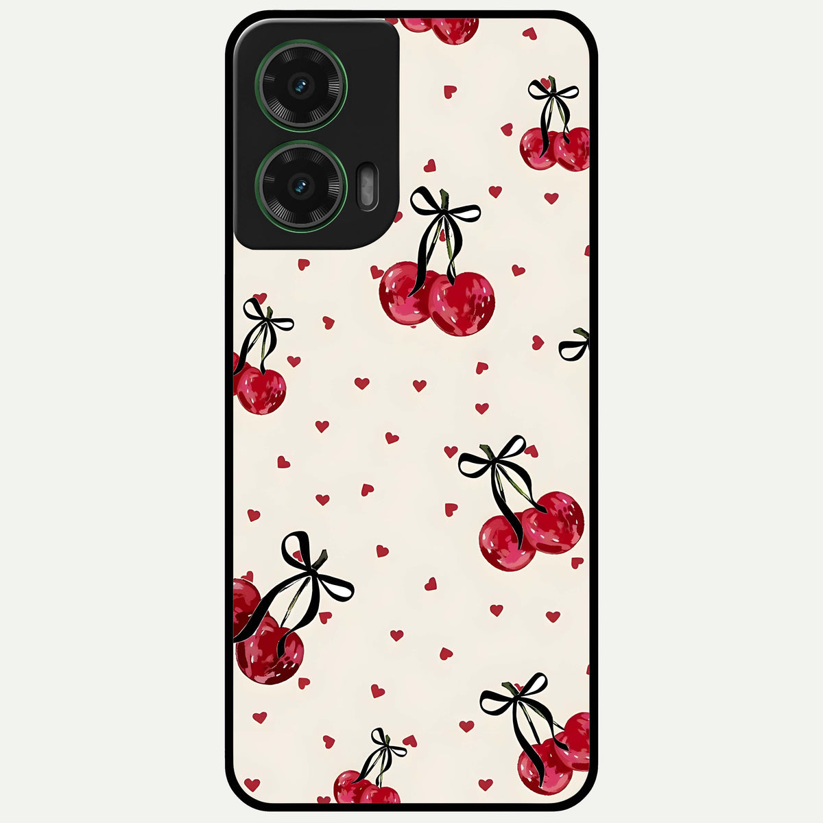  Cherry Heart Bow Glass Case For Moto G35 back cover – full design glossy printed glass finish