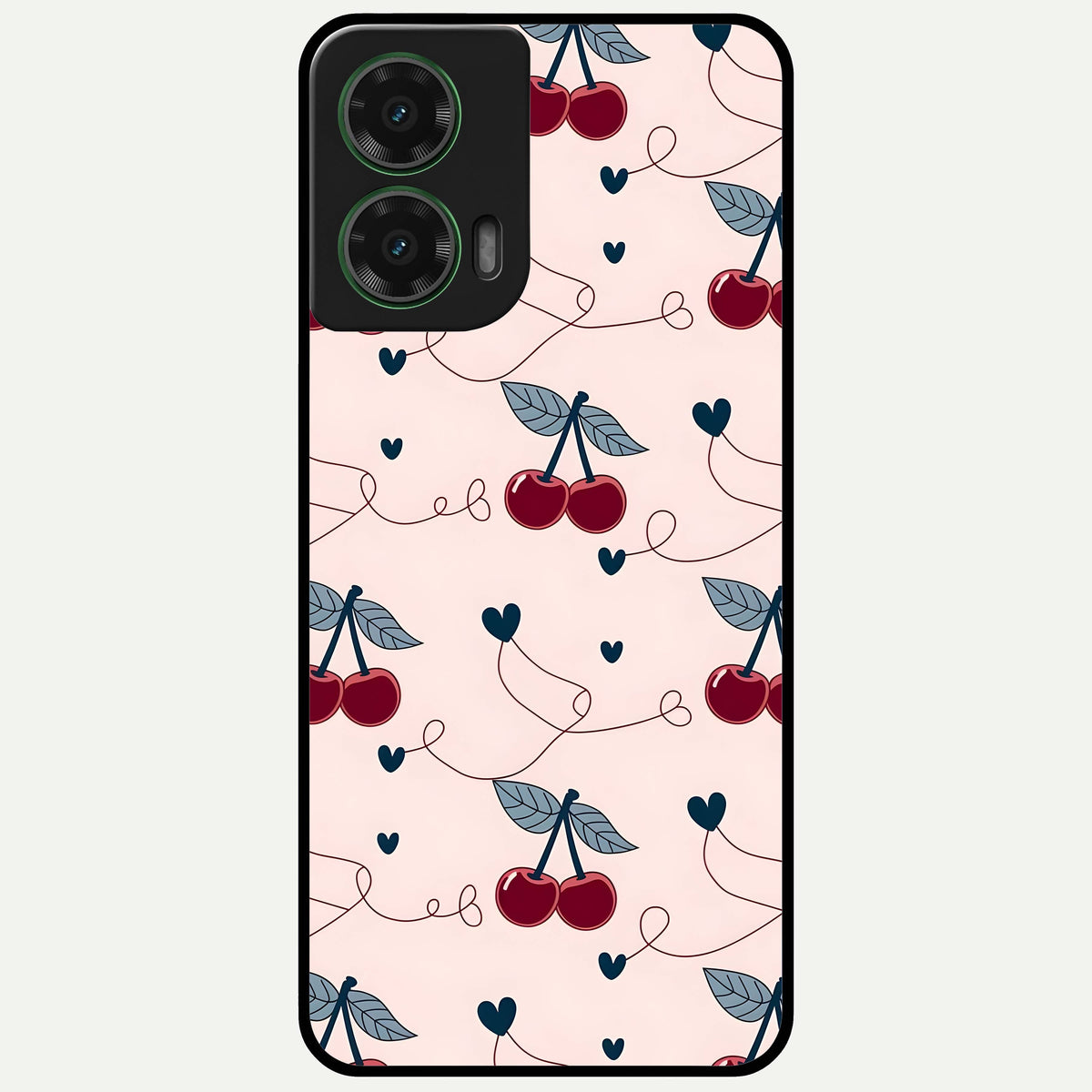  Cherry Heart Line Glass Case For Moto G35 back cover – full design glossy printed glass finish