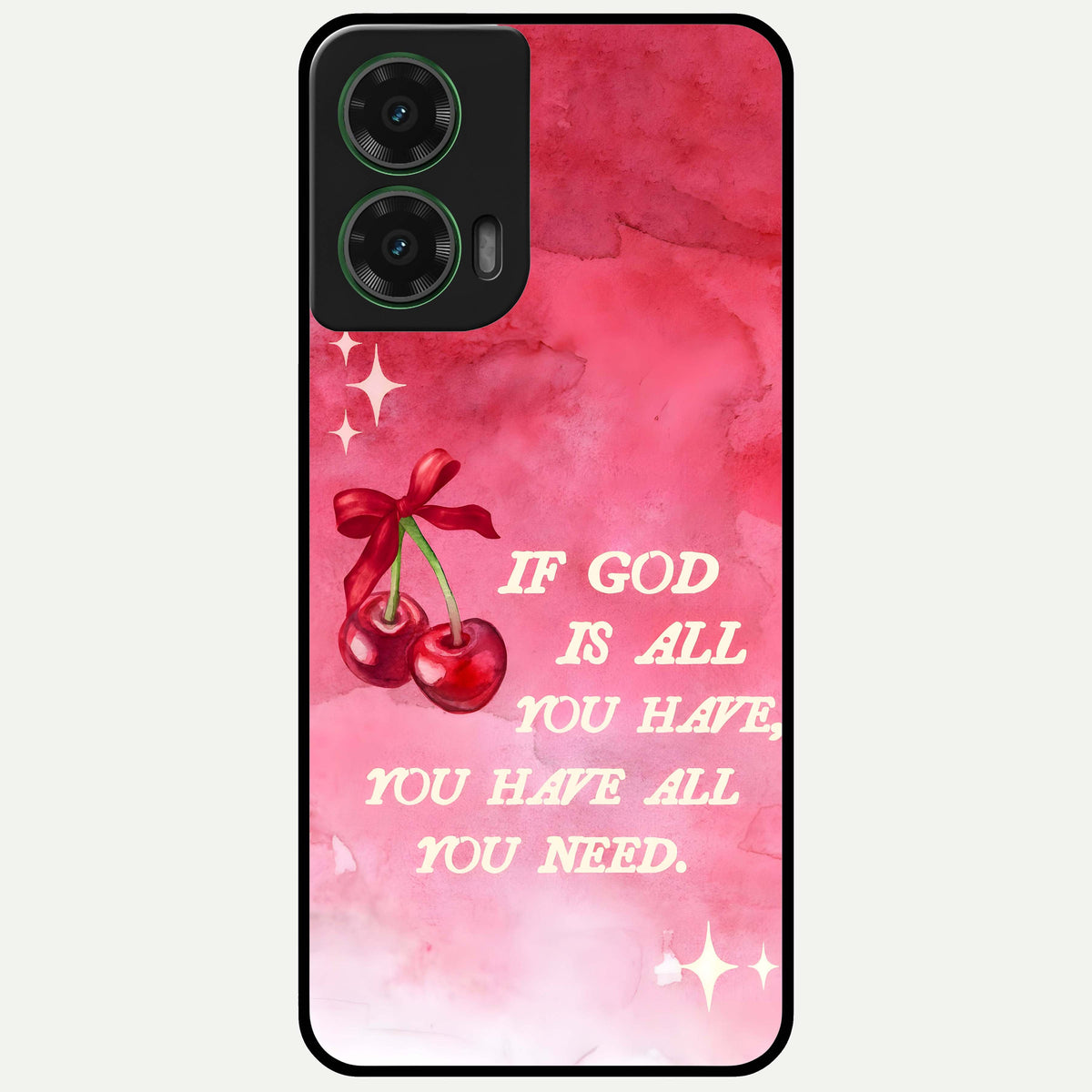  Cherry Quote Glass Case For Moto G35 back cover – full design glossy printed glass finish