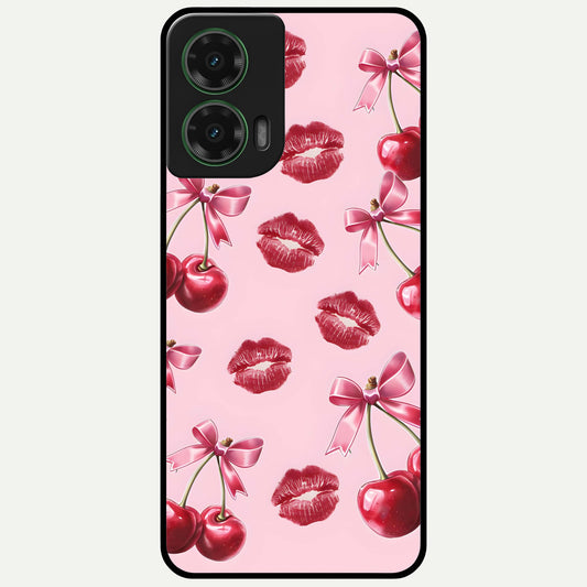  Cherry With Lips Glass Case For Moto G35 back cover – full design glossy printed glass finish