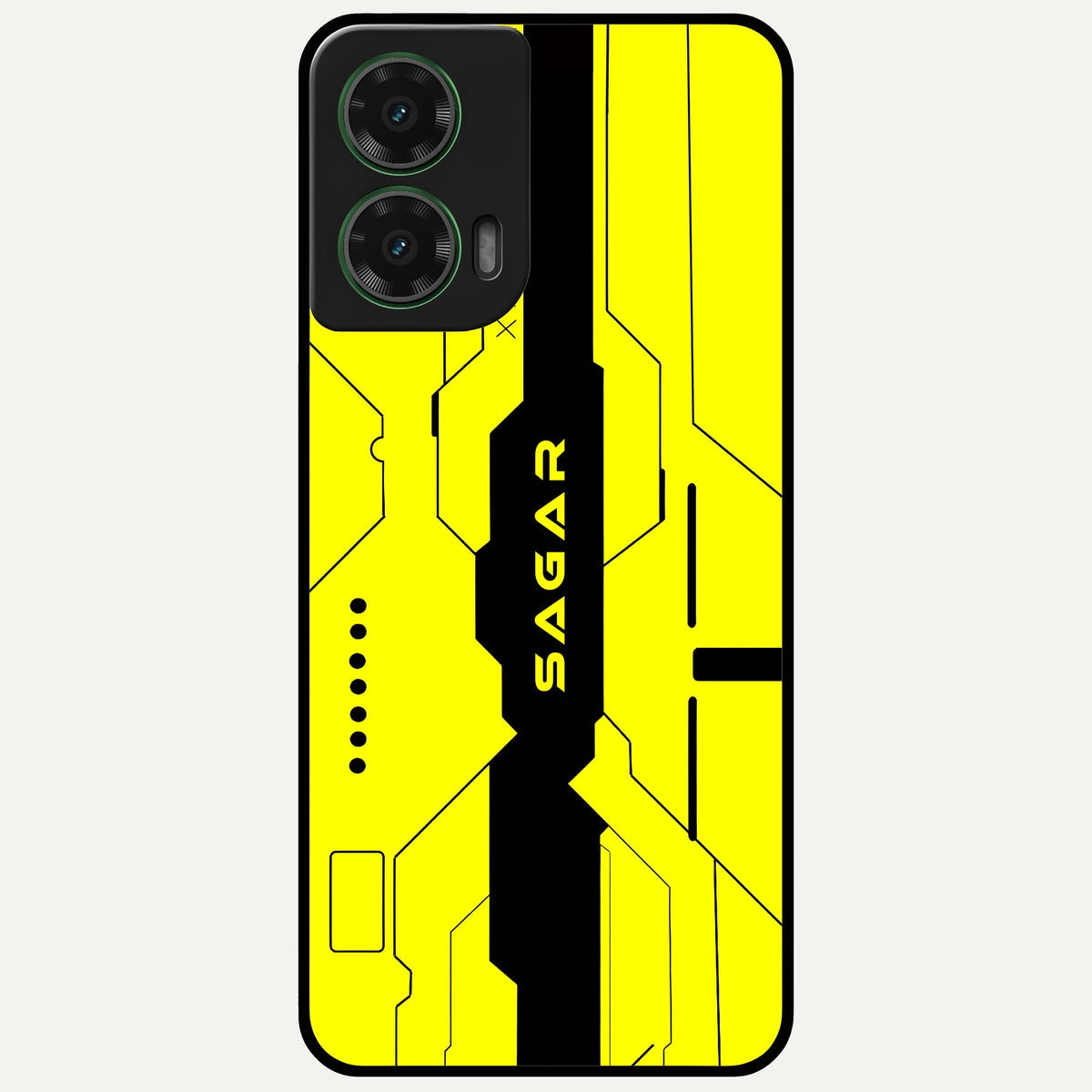  Circuit CYBERPUNK Custom Name Glass Case For Moto G35 back cover – full design glossy printed glass finish