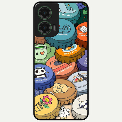  Coins Patterns Glass Case For Moto G35 back cover – full design glossy printed glass finish