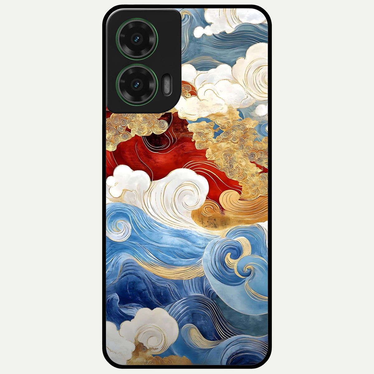  Colored Waves Glass Case For Moto G35 back cover – full design glossy printed glass finish